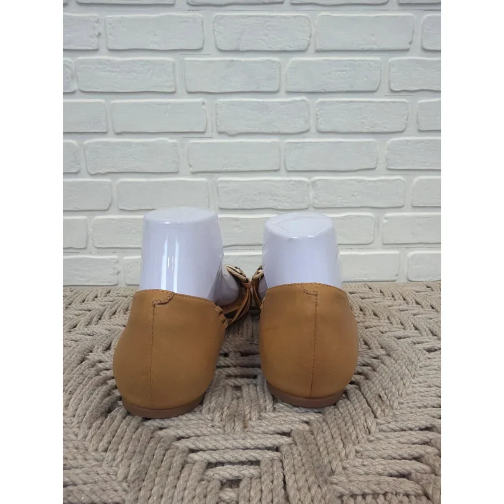 Pilcro and the Letterpress Woven Flats Tan Striped Pointed Toe 9.5